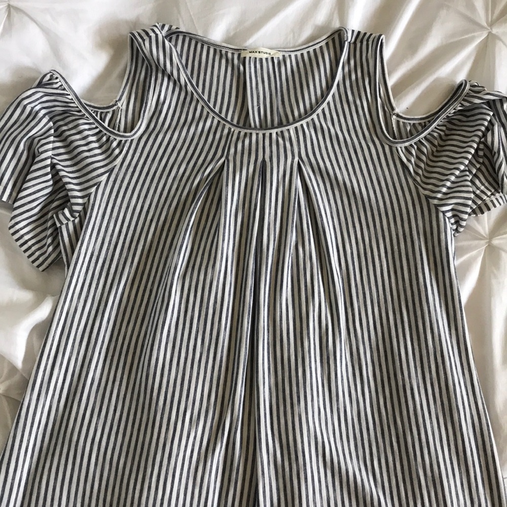 Striped cold shoulder top